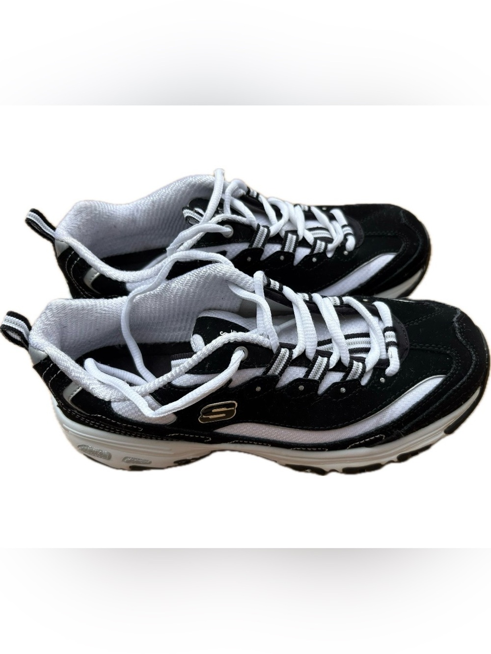 Skechers D'Lites Women's Shoes / Black and White Sneakers Size 8